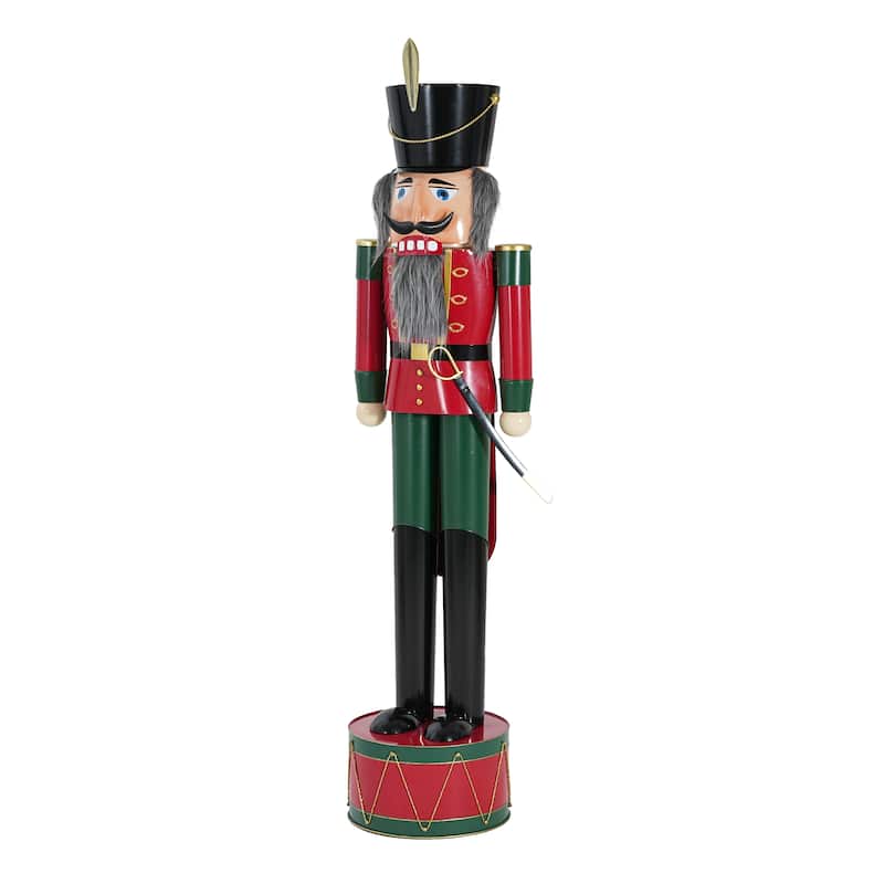 Christopher Knight Home - Jingle Classic Holiday Outdoor Iron Nutcracker Decor with Vibrant Festive Detailing - Green,Red
