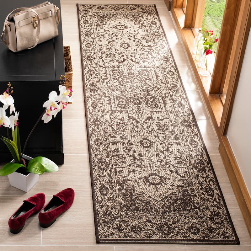 SAFAVIEH Linden Rick Indoor/ Outdoor Waterproof Patio Backyard Rug - 2'2" x 8' Runner - Natural/Brown