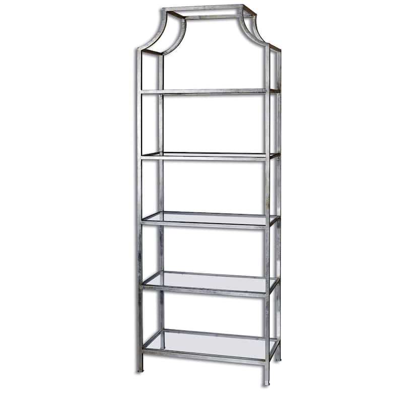 Uttermost Aurelie 84" x 30" Shelving Unit - Silver Leaf