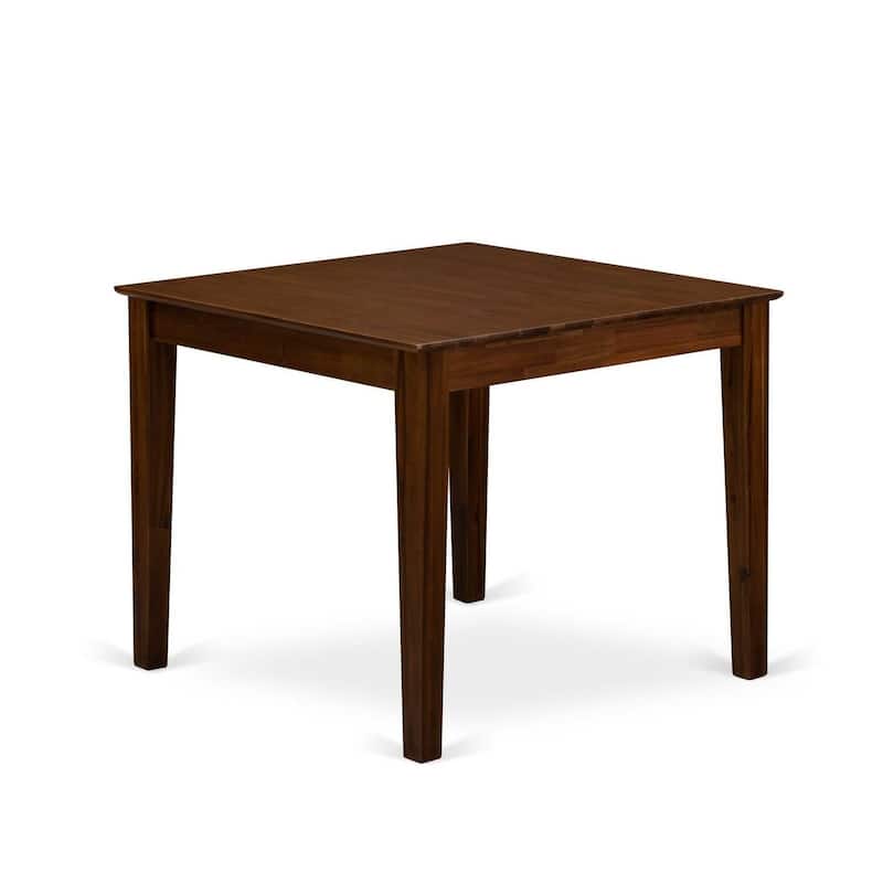 HomeStock 5-Piece Antique Walnut Finish Solid Wood Top - Square Dining Room Set - Seats 4