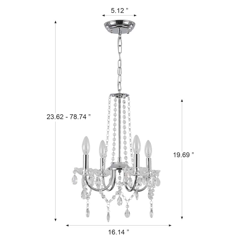 4-Light Candle Style Chandelier, Classic Crystal Chandelier, Traditional Chandelier with Crystal Accents for Living Room Bedroom