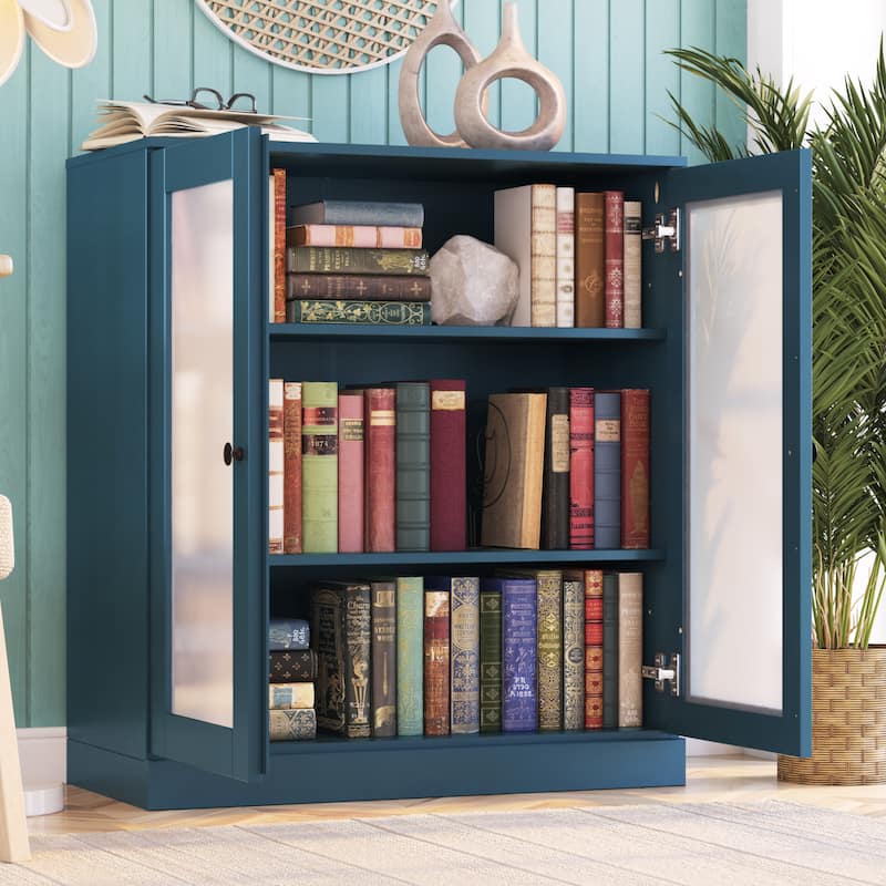 100% Solid Wood 3-shelf Bookcase with Optional Doors by Palace Imports