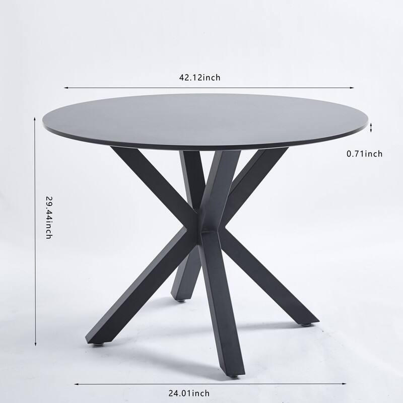 42.1"W Mid-century Round Dining Table with Metal Cross Leg and MDF Top