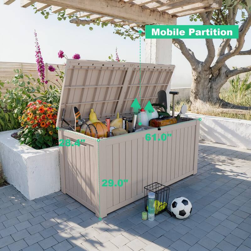 Momei 180 Gallons Large Resin Water Resistant Patio Storage Box