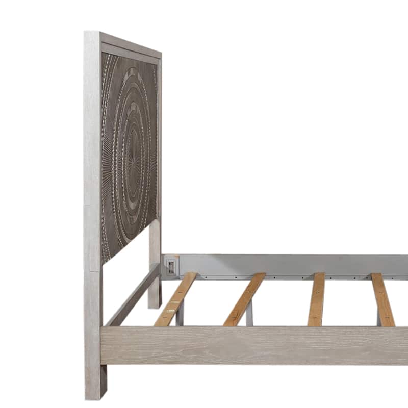 Belmar Washed Taupe Silver Champagne King Panel Bed