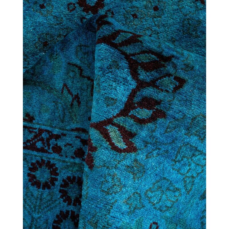 Overton Hand Knotted Wool Vintage Inspired Modern Contemporary Overdyed Blue Area Rug - 3' 1" x 5' 5"