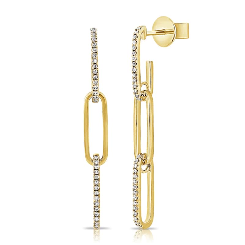 Joelle Collection Diamond Link Earrings 14K Gold - Yellow