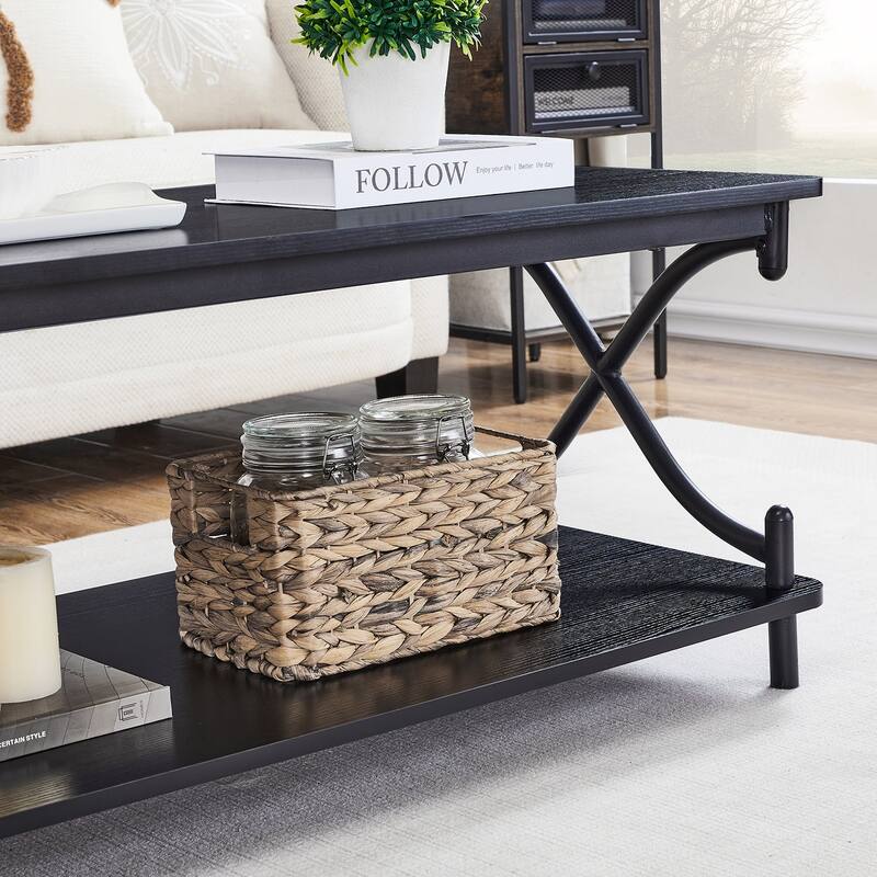 Javlergo Modern 3 Piece Coffee Table Set for Living Room Include Wood Coffee Table and End Table Set of 2