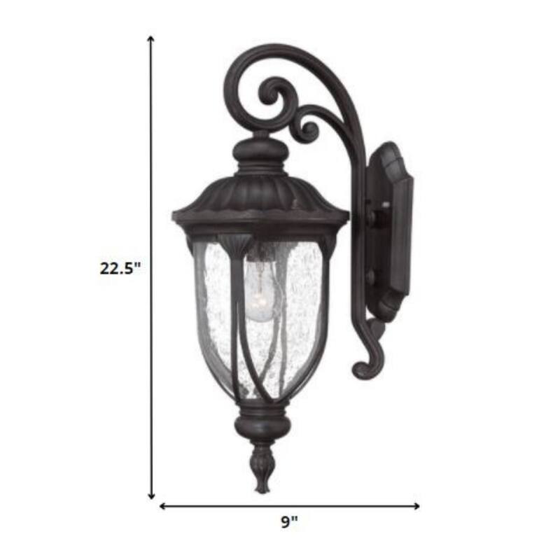 Aluminum Wall Sconce with Seeded Glass Outdoor Flush Mount - 11.5” x 9” x 22.5” (D x W x H)