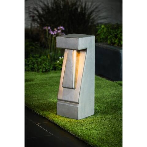 Grey Cement Easter Island Tiki LED Solar Bollard Light