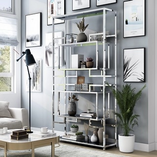 Collon Contemporary 5-Shelf Steel Display Bookcase by Furniture of America