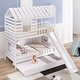 preview thumbnail 3 of 8, Twin over Twin House Bunk Bed with Slide & Storage Staircase, White