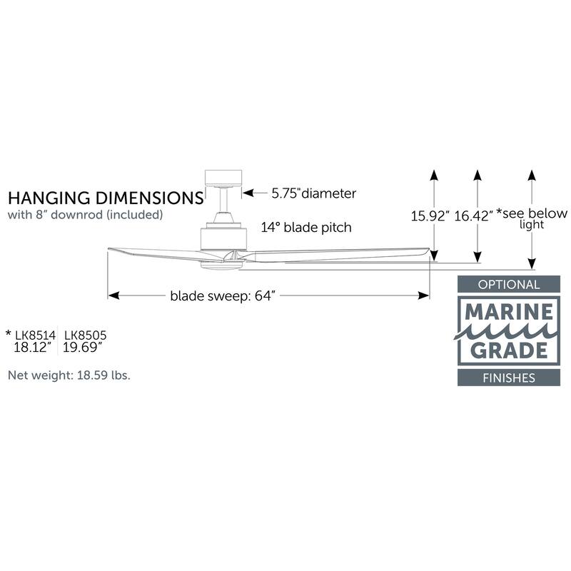 Fanimation TriAire Custom Indoor/Outdoor Smart Large Ceiling Fan DC Motor with Remote