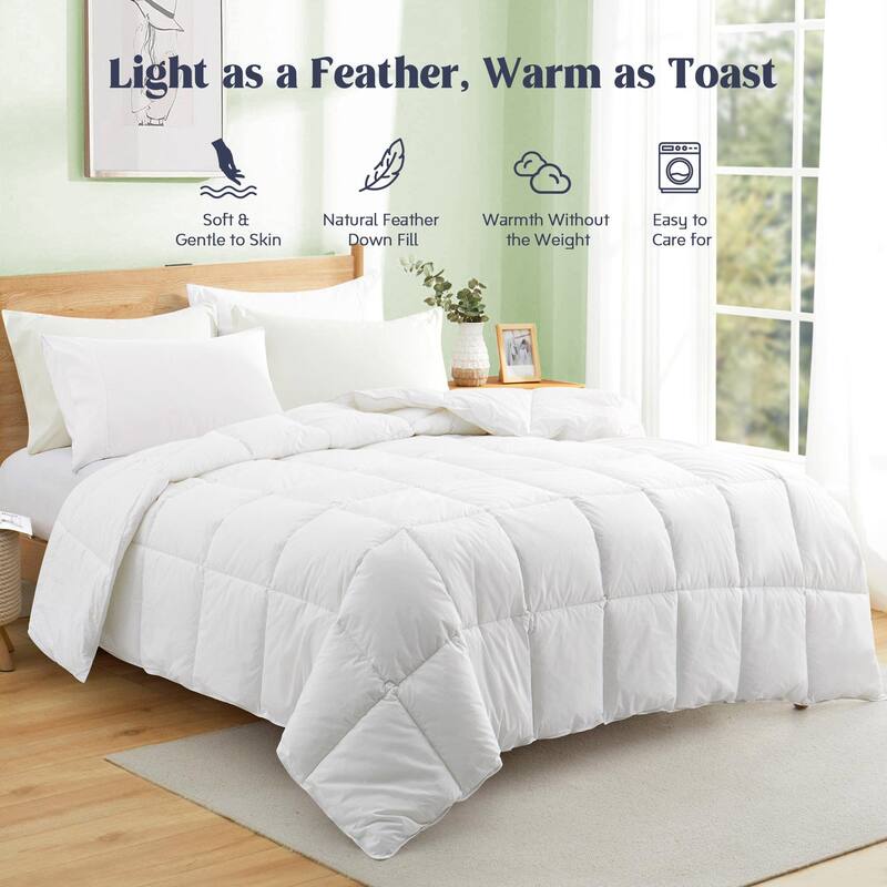 White Goose Feather Down Comforter Duvet Insert Ultra Soft Cover