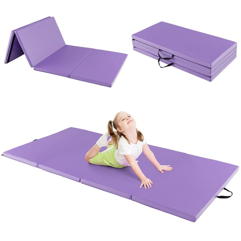 Gymax 8' x 4' x 2'' Folding Gymnastics Mat Tumbling Exercise PU