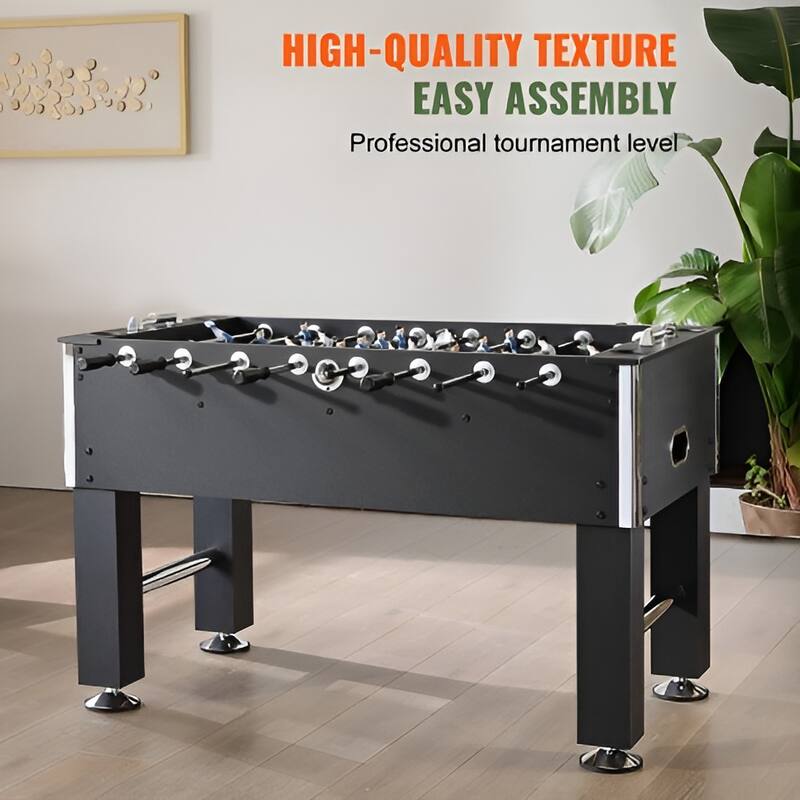 Black MDF Sturdy Foosball Table with Cup Holders and Scorekeeper - 55.1” L x 29.3” W x 34.6” H
