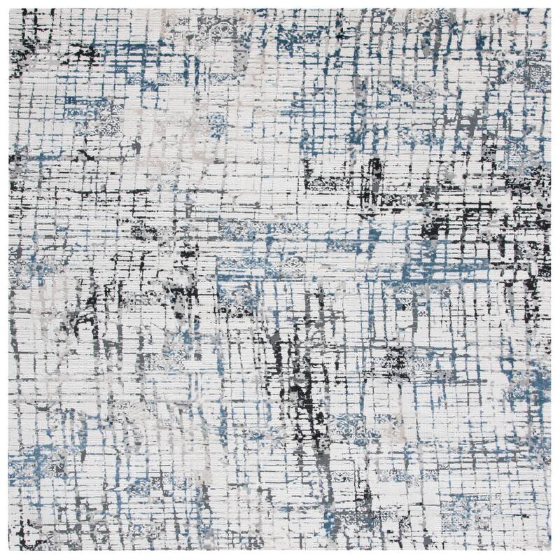 SAFAVIEH Invista Mara Modern Abstract Rug - 6'7" Square - Ivory/Grey