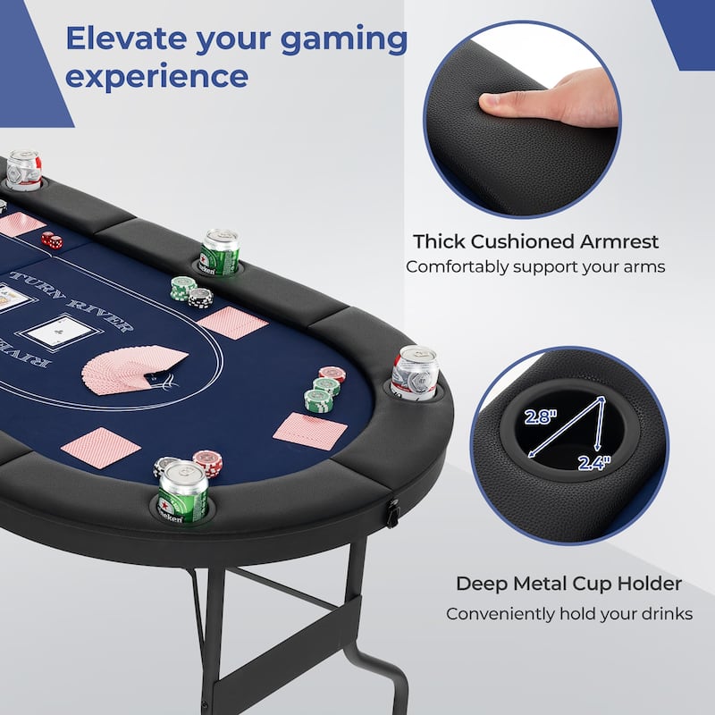 Gymax 8 Player Foldable Poker Table Portable Folding Texas Holdem