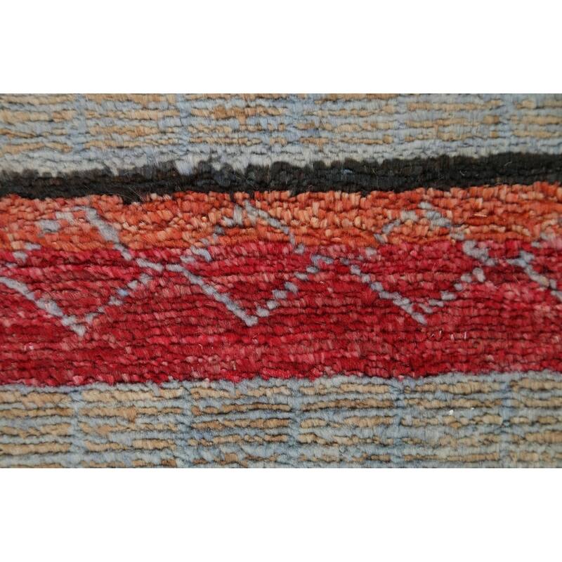 Striped Oriental Gabbeh Kashkoli Runner Rug Hand-knotted Wool Carpet - 2'8" x 11'11"