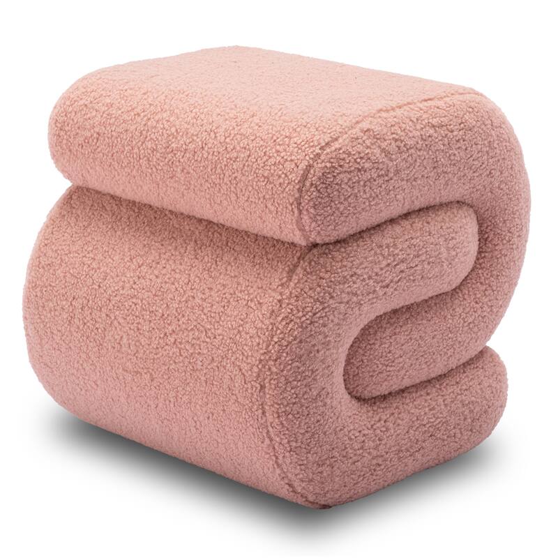 S-shape Teddy Fabric Ottoman Makeup Stool Footstool