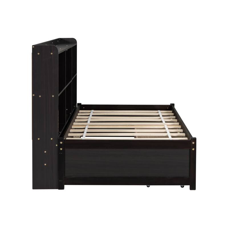 Bed with Side Bookcase and Drawers