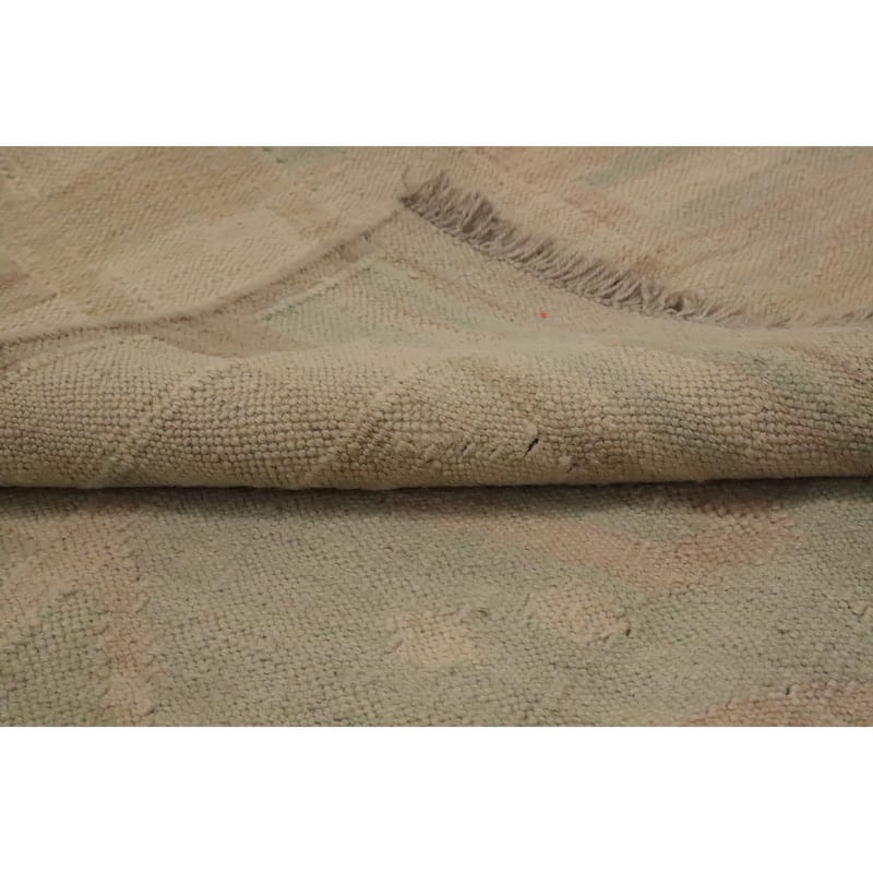 Hand Woven Oriental 100% Wool Carpet Southwestern Tribal Green Kilim Area Rug - 6' 4'' X 4' 9''