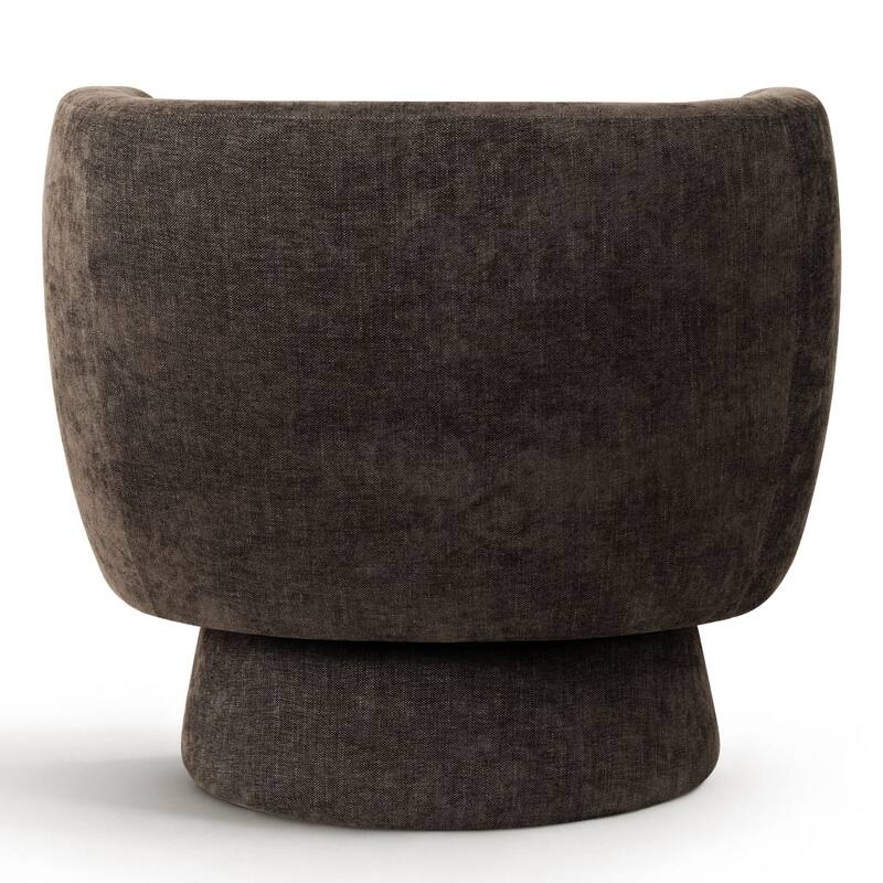 Modern Upholstered Swivel Barrel Accent Chair with Curved Back