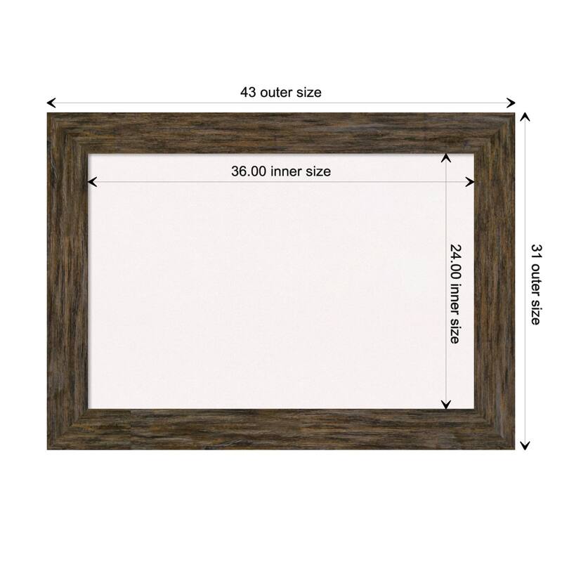 Fencepost Wood Framed White Corkboard Bulletin Board - Fencepost Brown - Board Size 36x24