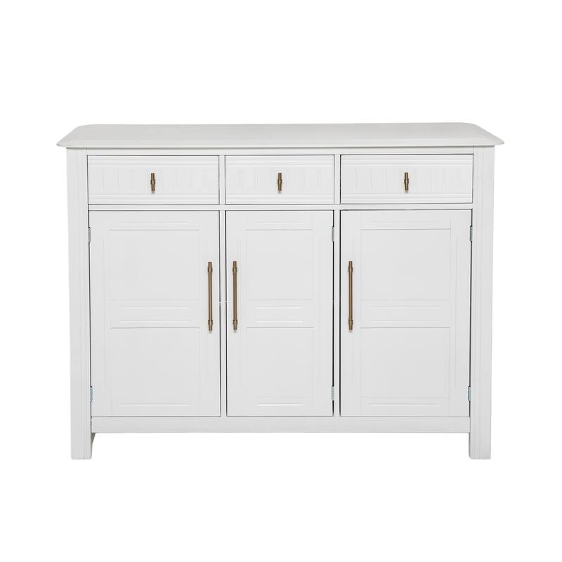 48" Sideboard Buffet Cabinet with 3 Doors and 3 Drawers, Modern Buffet Table Coffee Bar Storage Cabinet with Adjustable Shelves