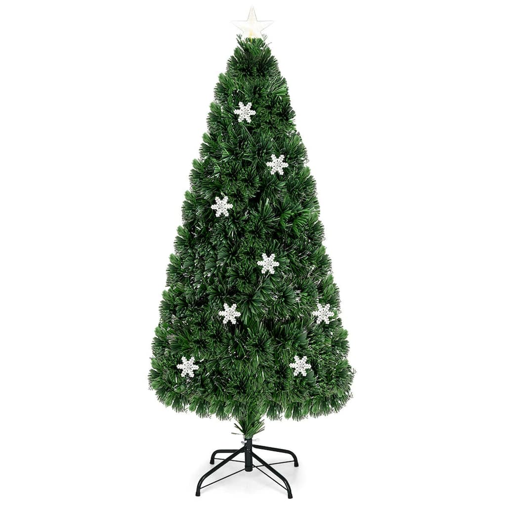 6 Feet LED Optic Artificial Christmas Tree with Snowflakes