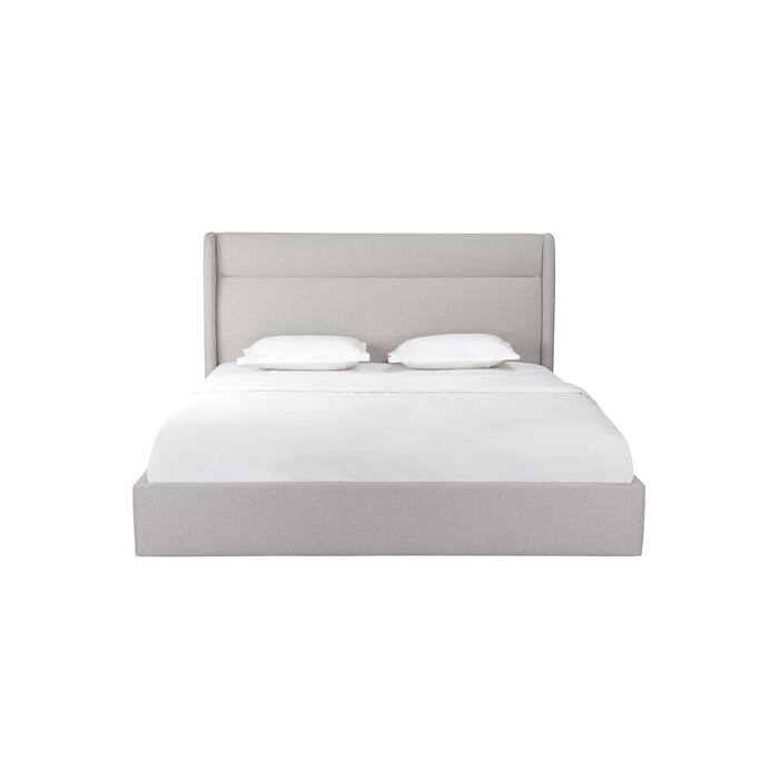 HomeRoots Gray Tufted Linen Blend Upholstered King Bed Frame