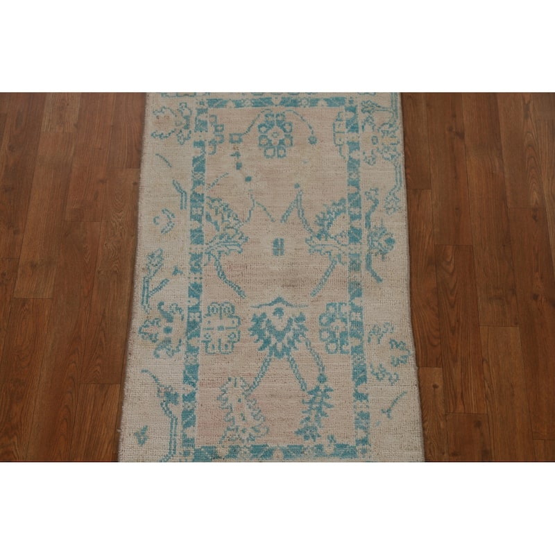 Muted Traditional Oushak Turkish Oriental Wool Rug Hand-knotted Carpet - 2'0" x 3'10"