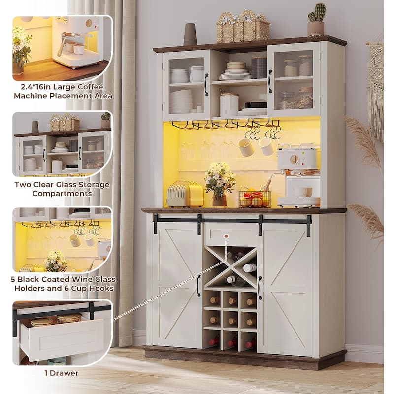 Buffet Cabinet Bar Cabinet Coffee Credenza Sideboard Barn Door Drawer