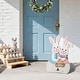 preview thumbnail 32 of 50, Glitzhome Easter Wooden Bunny Porch Decor Standing Rabbit Sign Decoration