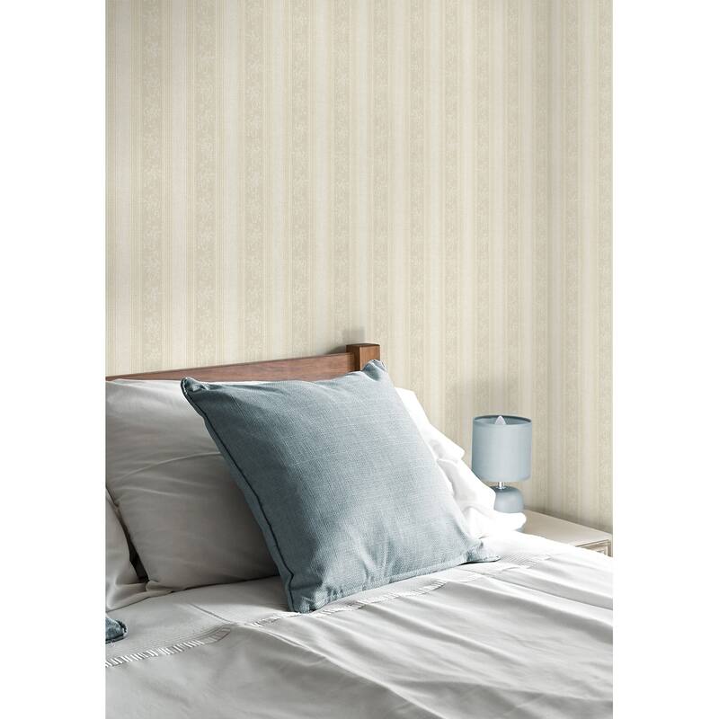 Seabrook Designs Donnington Floral Stripe Unpasted Wallpaper