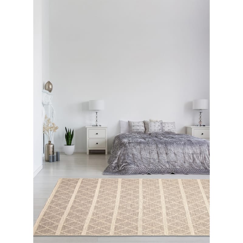 ECARPETGALLERY Braid weave Sienna Grey Wool Rug - 6'0 x 8'11