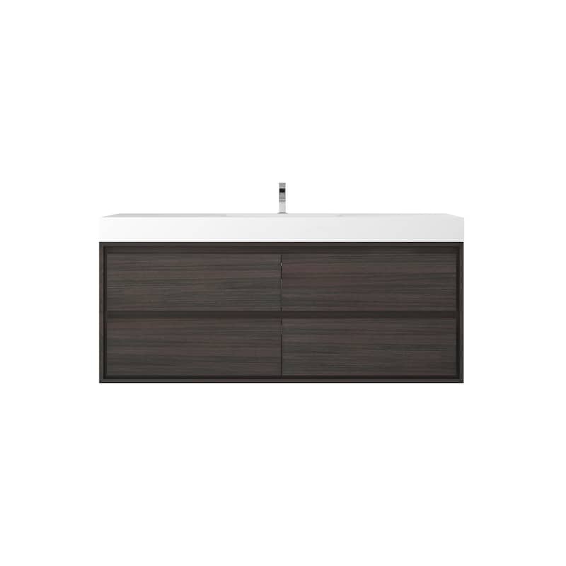 Morava 60" Floating Vanity with Single Sink - 60 - Gray Oak