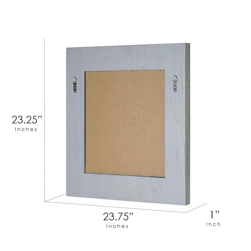 American Art Decor Sea Spray Grey Wash Framed Mirror - 24"x 24" - 24"x 24"