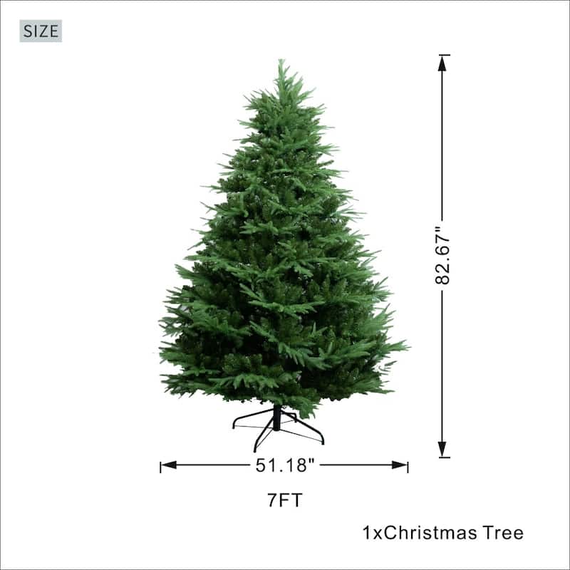7FT Modern Holiday PE & PVC Mixed Foliage Green Christmas Tree