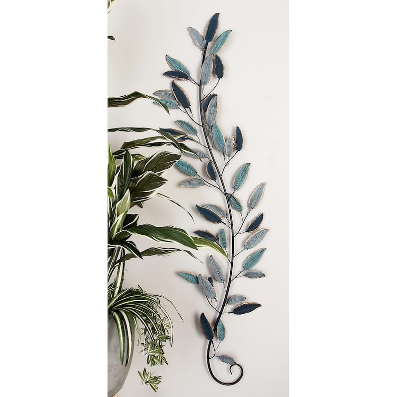 Metal Leaf Home Wall Decor with Gold Accents - Set of 2 Teal - Roche River Decor
