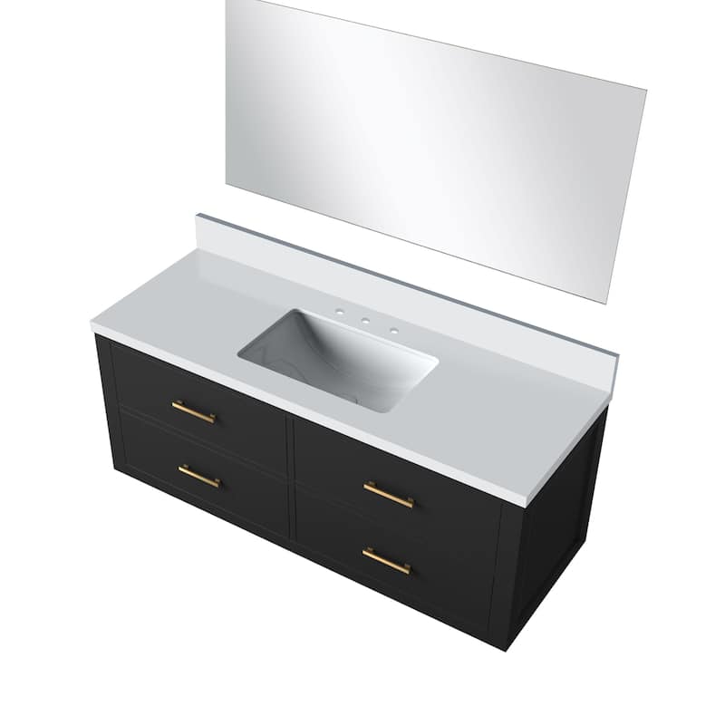 Castor Bath Vanity with Cultured Marble Top, Sink and Mirror
