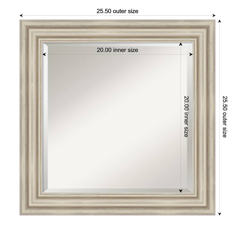 Sierra Beveled Wood Framed Wall Mirror - 26 x 26 in - Sierra Silver