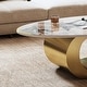 preview thumbnail 7 of 22, GDFStudio - Contemporary 49.2" Oval Sintered Stone Coffee Table with S-Shaped Stainless Steel Base & Novel-Pattern Top