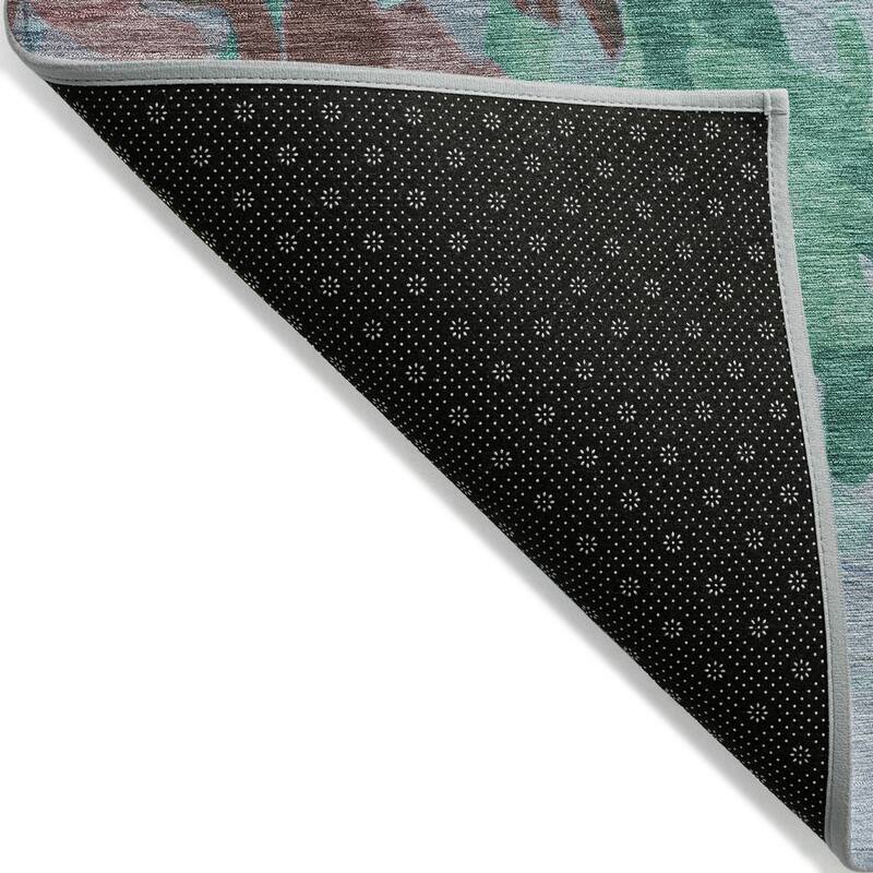 Machine Washable Indoor/ Outdoor Watercolor Floral Chantille Rug