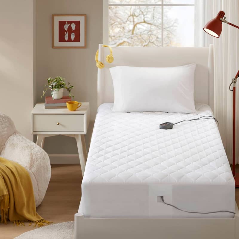 Beautyrest Cotton Deep Pocket Heated Mattress Pad-20 Heat Settings - White