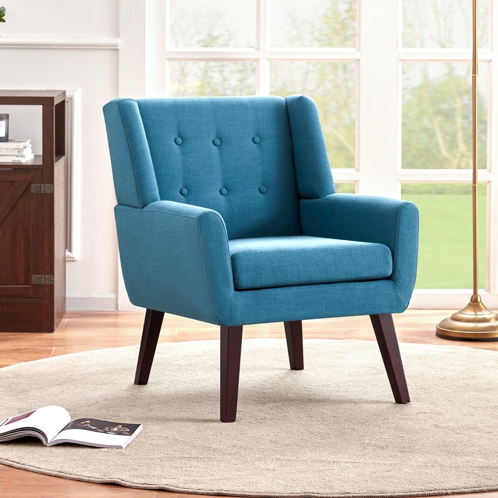 HUIMO Modern Linen Upholstered Armchair Tufted Accent Chair