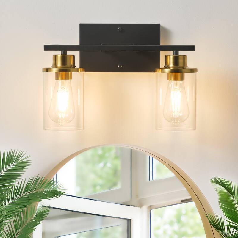 Starsky 2-Lights Modern Dimmable Bathroom Vanity Light with Glass Shade