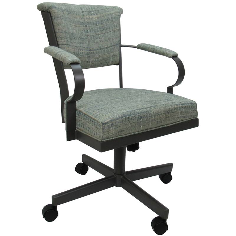 Miami Swivel Metal Caster Chair on Reading Base - 18" High Seat - Watusi Aquatint - Grey