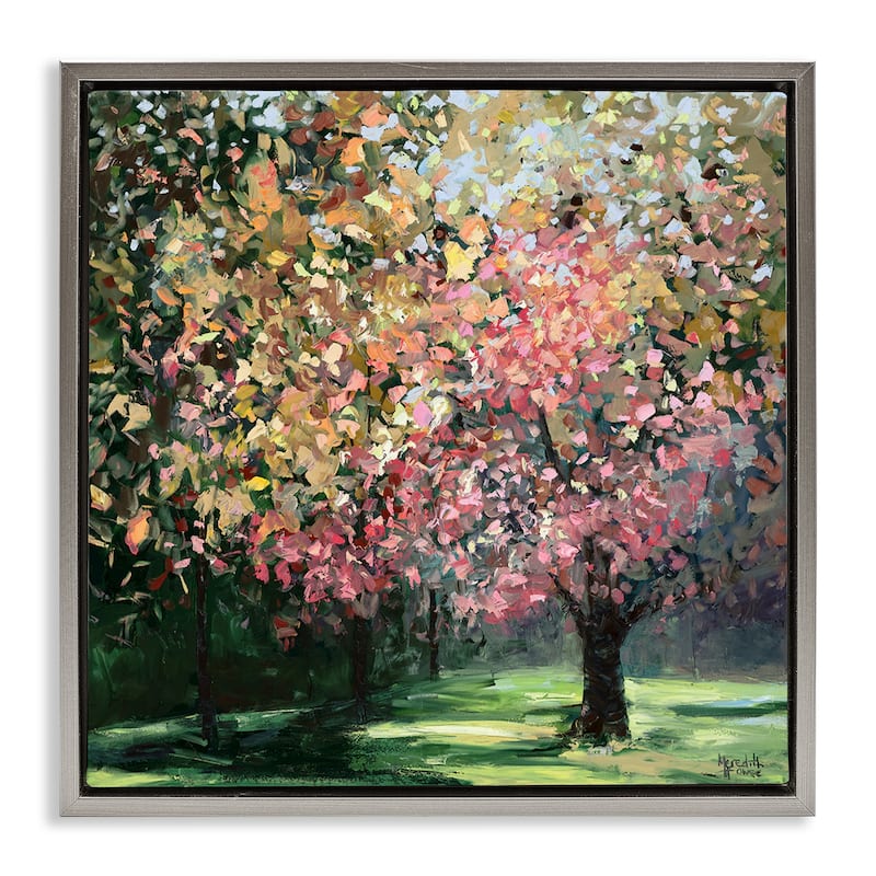 Stupell Timeless Vivid Foliage Framed Floater Canvas Wall Art Design By Meredith Howse - 18 x 18 - Grey