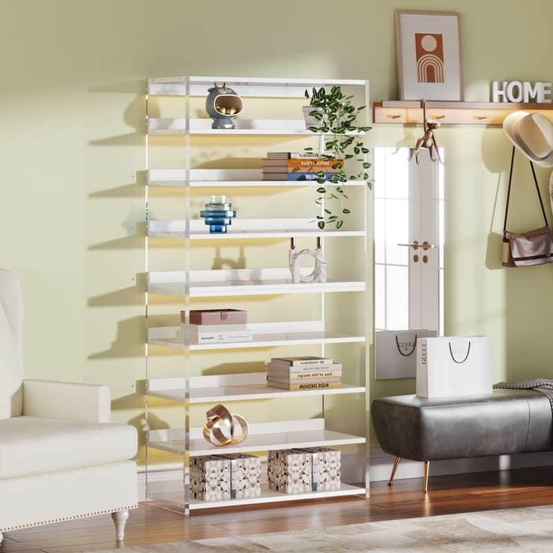 Bookshelf with Wood Shelves, Modern Bookcase, Display Storage Rack for Living Room, Bedroom, Home Office